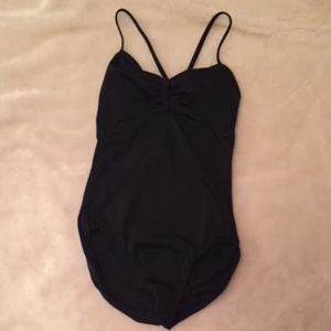 Classic black leotard with pinch front